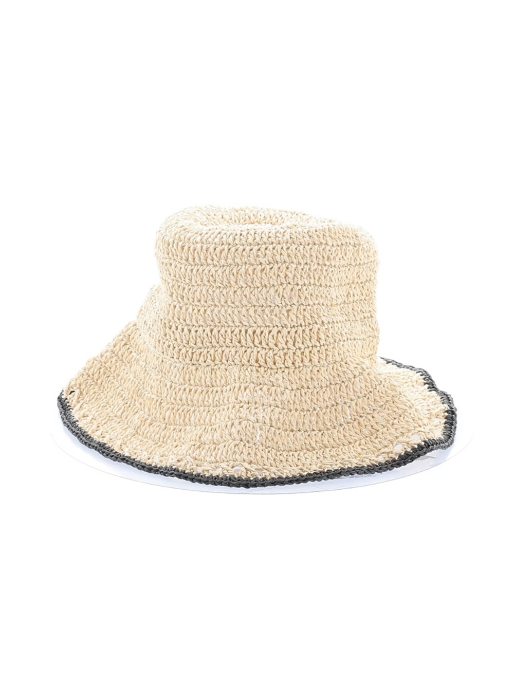 Zara crocheted straw packable bucket hat in natural with tipped edge - Picture 4 of 5